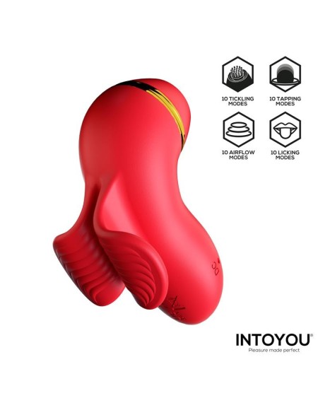 beeny stimulator with 4 caps, suction, tapping, tickling and licking