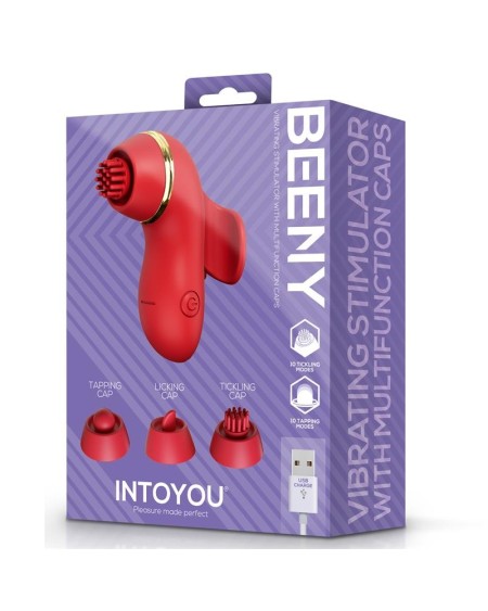 beeny stimulator with 4 caps, suction, tapping, tickling and licking