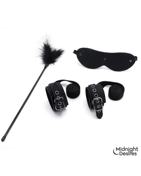 bondage set with blindfold, feather tickle and cuffs