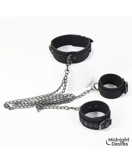 collar and ankle cuffs with chain