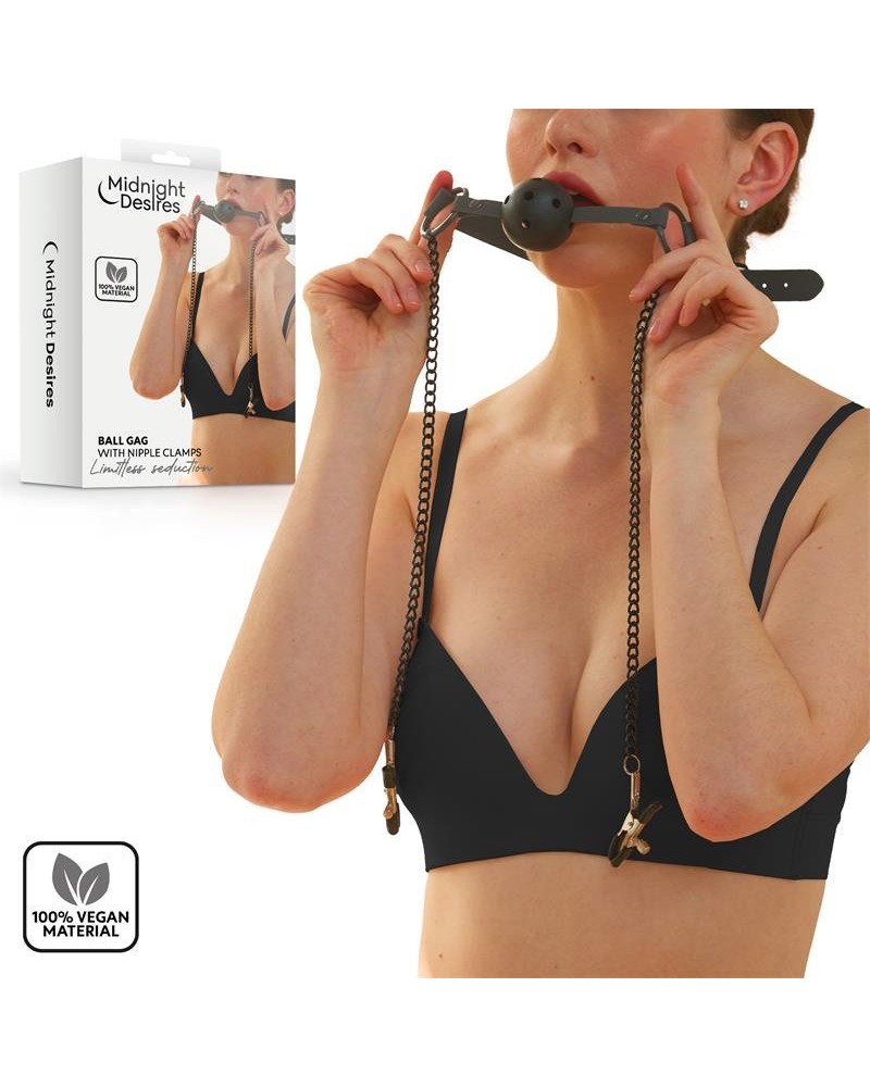 ball gag with nipple clamps