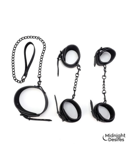 restraint set with collar with leash and cuffs