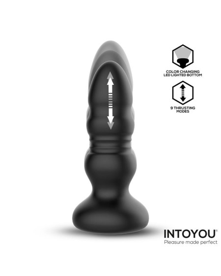 Krax Butt Plug with Vibration, Thrusting, Led Light and Remote