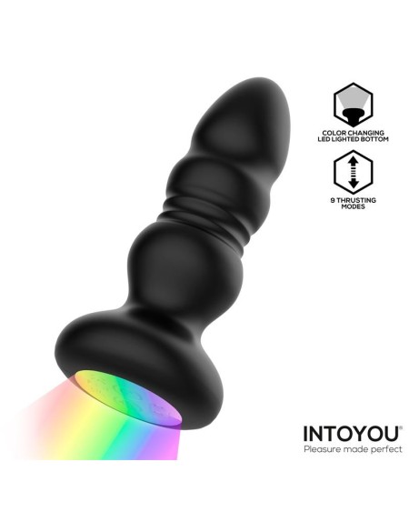 Krax Butt Plug with Vibration, Thrusting, Led Light and Remote