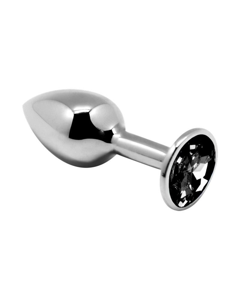 Metal Anal Plug with Black Jewel Size L